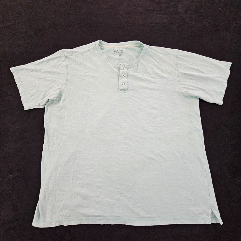 Clearwater Outfitters Blue Short Sleeve Cotton Henley T-Shirt Men's XL
